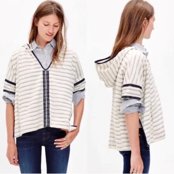 NWOT Madewell Women's Elise Embroidered Hooded Tunic Top Medium Large Pockets - Picture 4 of 15